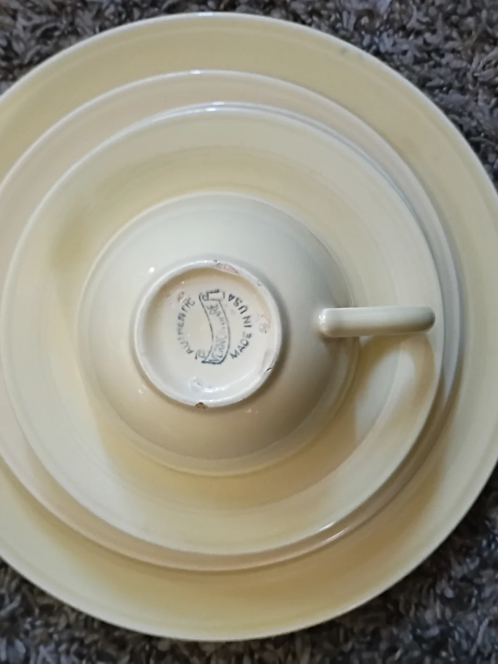 Vintage Early California Vernonware Pale Yellow 6 Pieces